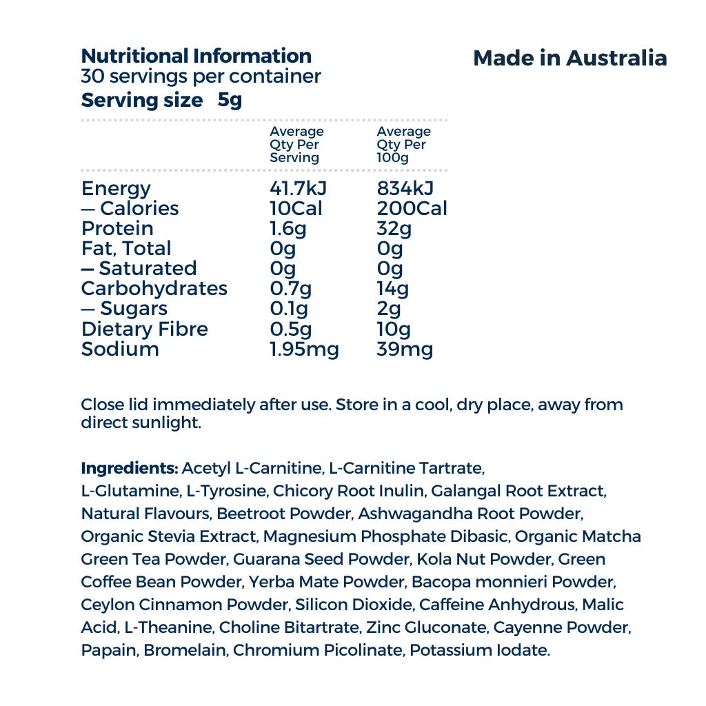 Burn Booster nutritional information