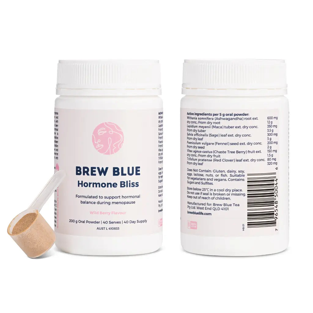 Brew Blue Hormone Bliss Product Images of the front and back